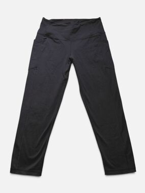 Victoria Sport Knockout Black Crop Pocket Leggings Medium 13" Waist EUC